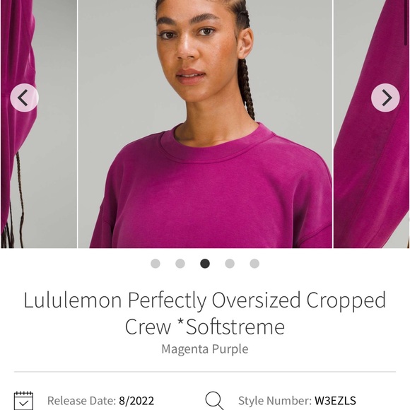 lululemon athletica Tops - Lululemon Perfectly Oversized Cropped Crew *Softstreme Magenta Purple NWT size 4